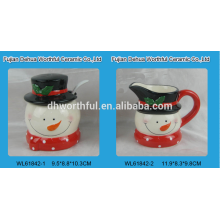 Ceramic snowman sugar and creamer set with spoon for christmas